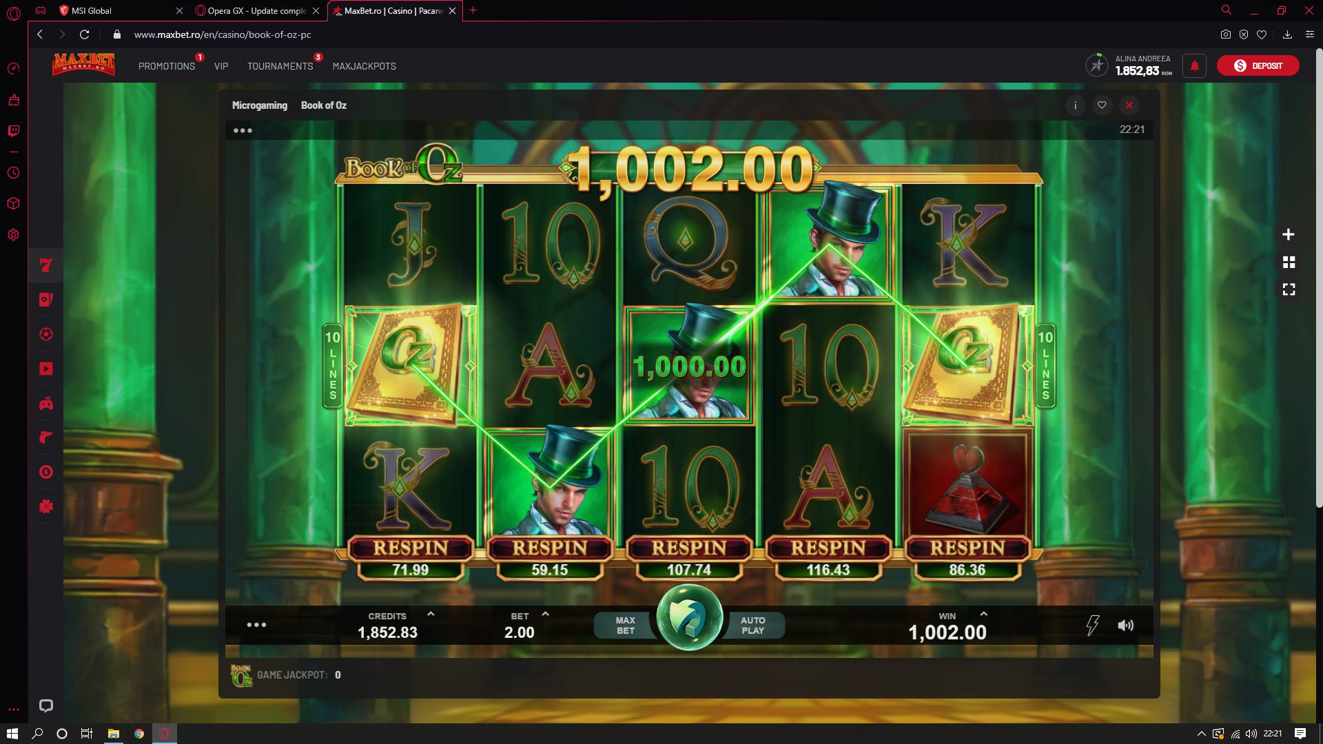'Dupa ce betano a tocat max bet a dat :))'